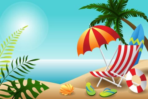 beach-summer-holiday-starter-pack-background-design-free-vector