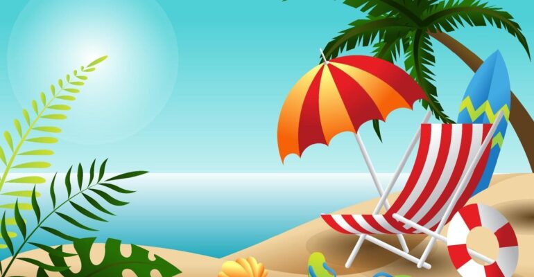 beach-summer-holiday-starter-pack-background-design-free-vector